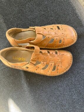 Alegria Cognac Brown Leather Fisherman Sandals